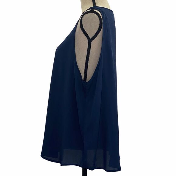 AMBIANCE Sleeveless Quarter Zip Blue Blouse 2XL - Picture 4 of 11